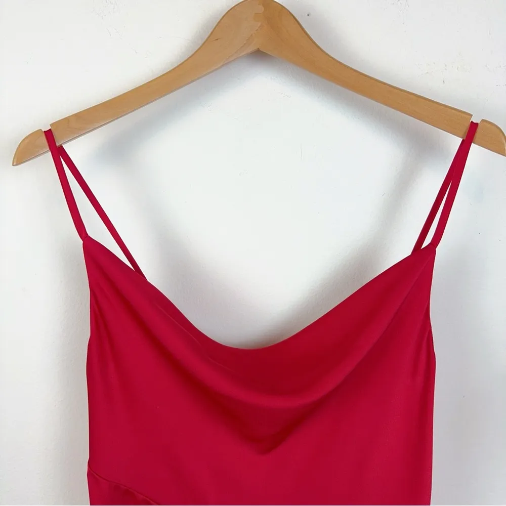 NWT J.ING Red Draped Collar Slip Dress Size L - Image 7