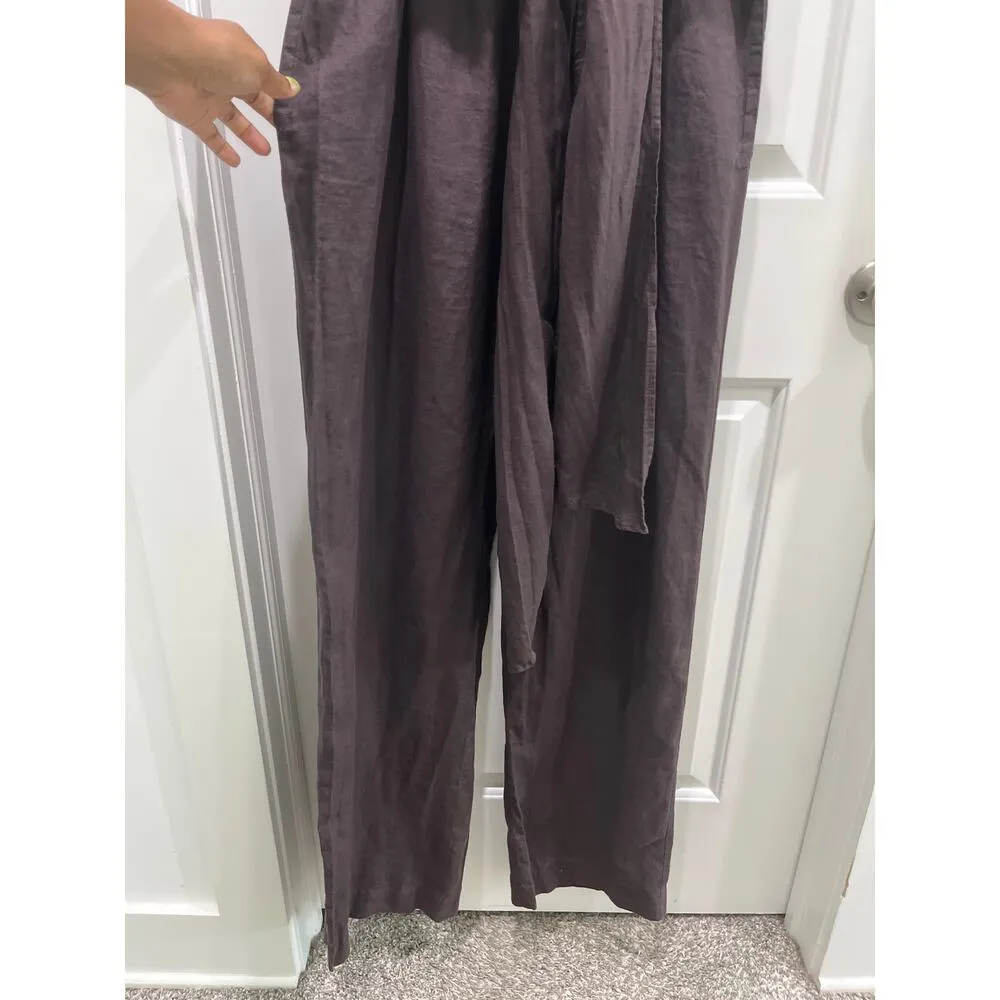 Max Mara Chocolate Brown Sleeveless Wide Leg Jumpsuit Sz 8 - Image 5