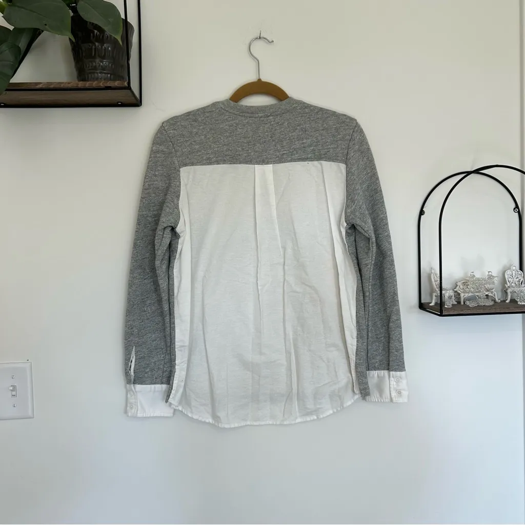 NWOT AG Adriano Goldschmied Gray & White Long Sleeve Crewneck Shirt Size Small - Image 2
