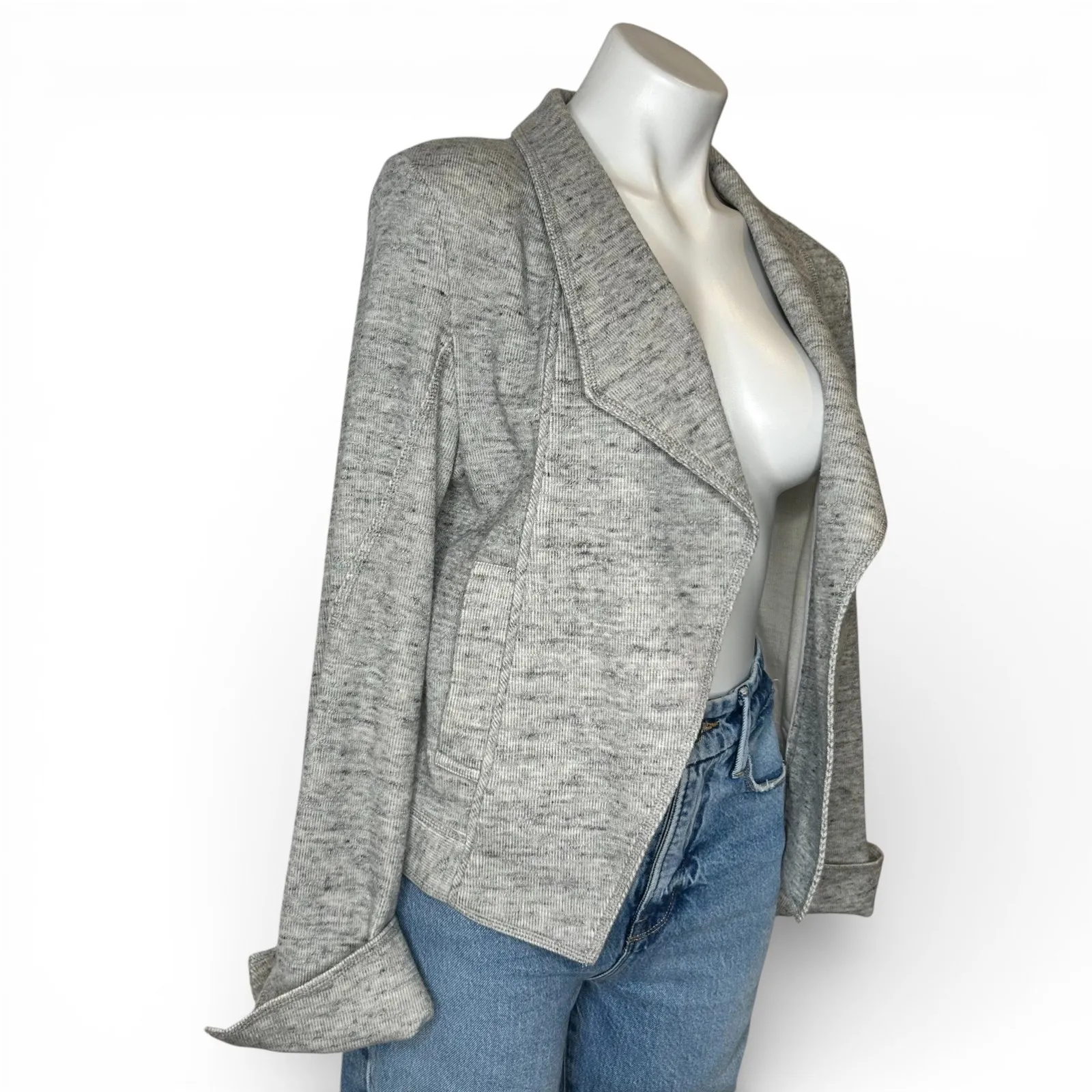 Derek Lam 10 Crosby Grey Open Back Cotton Blend Blazer Size 8 Gray - Image 4
