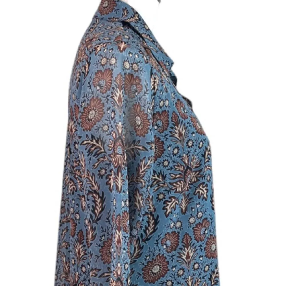 Cabi Women’s Dress #3295 Provincial Long Sleeve V-neck Blue Paisley Size Medium - Image 7