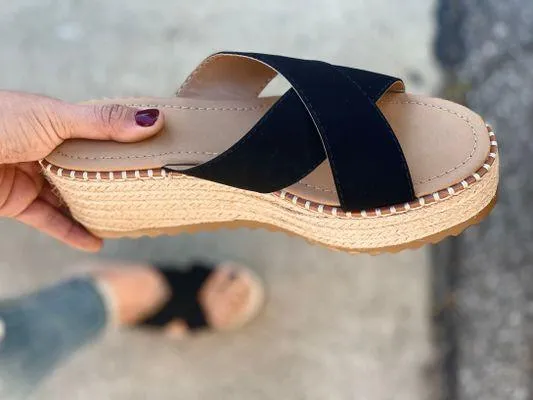 Soda Black Espadrille Wedge Sandal - Image 3