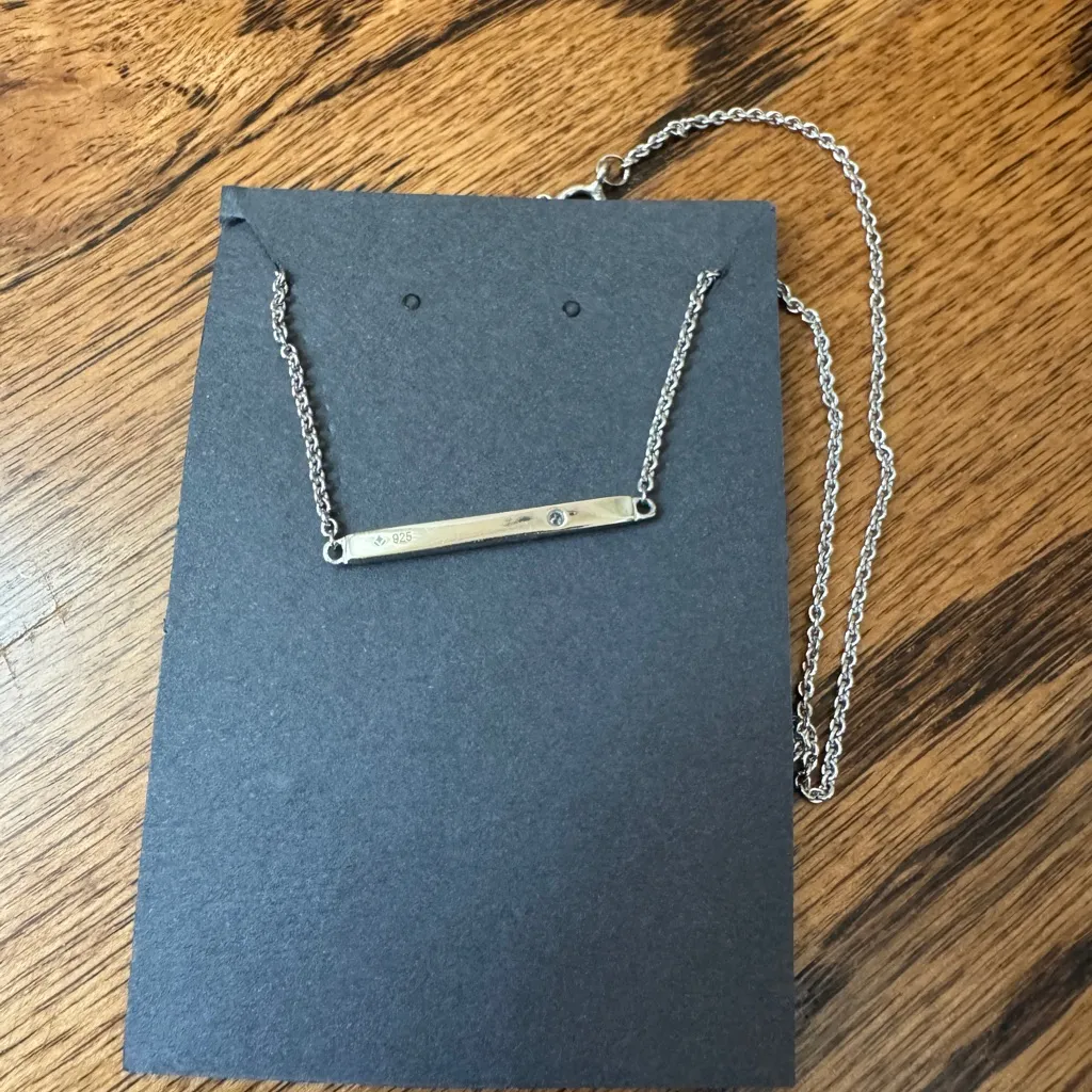 Brilliant Earth Sterling Silver Bar Necklace with Diamond - Image 6