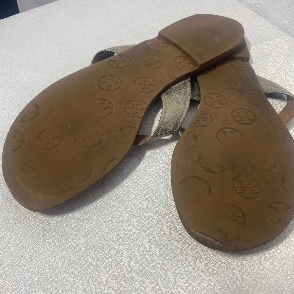 Tory Burch Gold Leather Flip Flop Sandals women sz 6 - Image 2