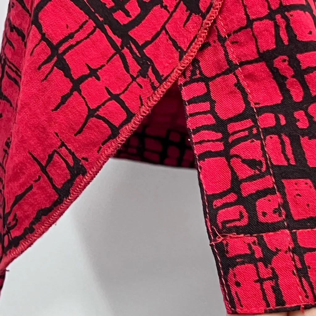 John Mark S Red Black Button-Down Shirt window pane long sleeve roll up tab - Image 14