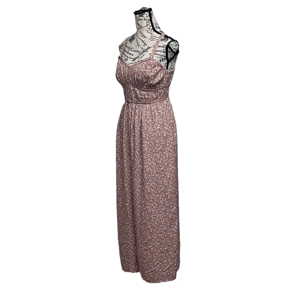 Arizona Jean Co Ditsy Floral Jumpsuit Women’s M Tan Cottagecore Coquette Wideleg - Image 3