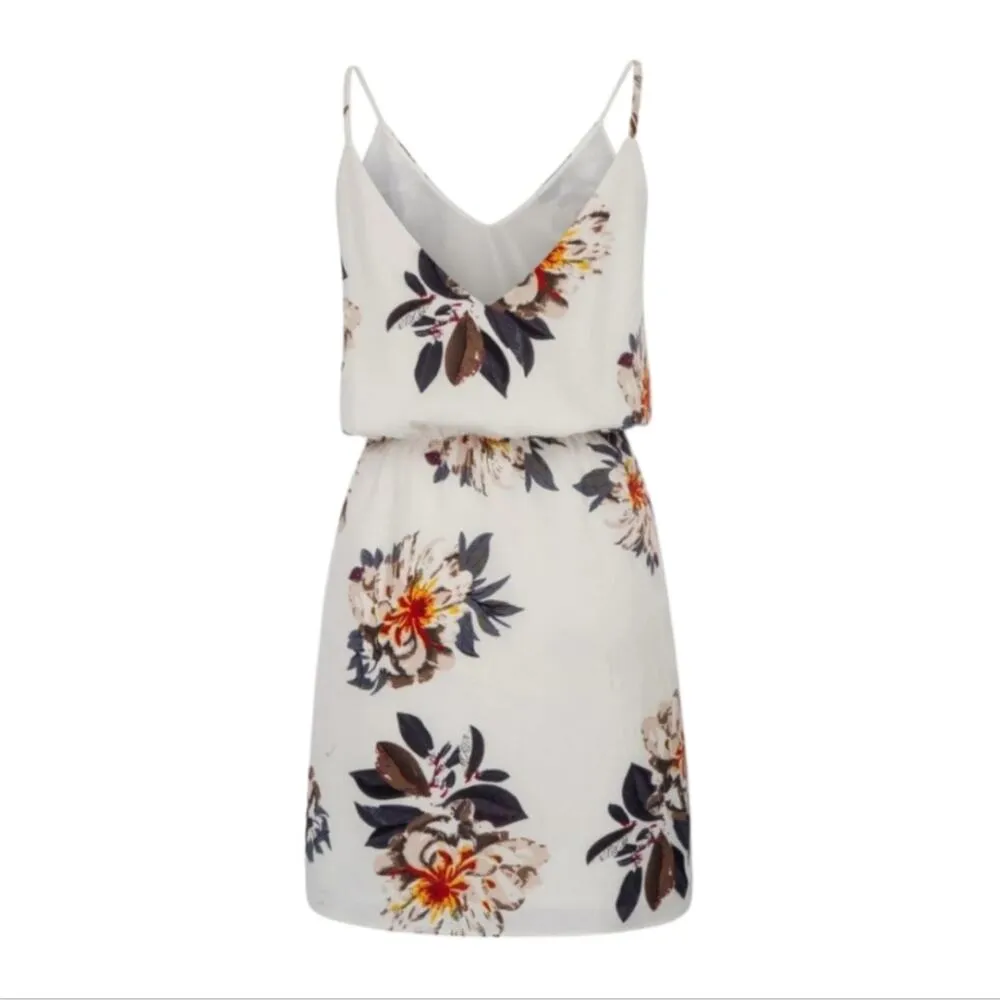 Grace Karin Dress Women's Medium White Floral Sleeveless V-Neck Short - Image 4