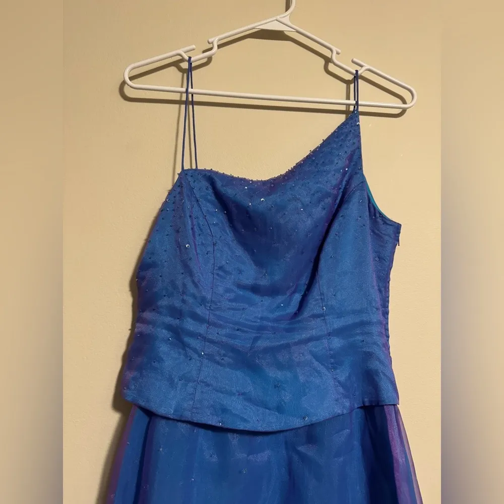 EUC Zum Zum by Niki Livas Blue and Purple Sequin Dress size 7 - Image 3