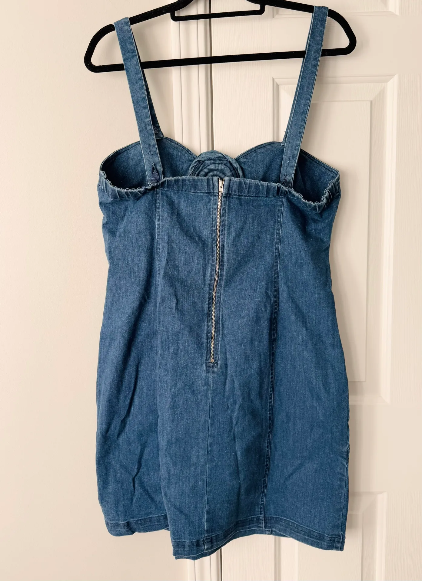 Porridge Rosette Denim Slim Mini Dress, Size XL - Image 10