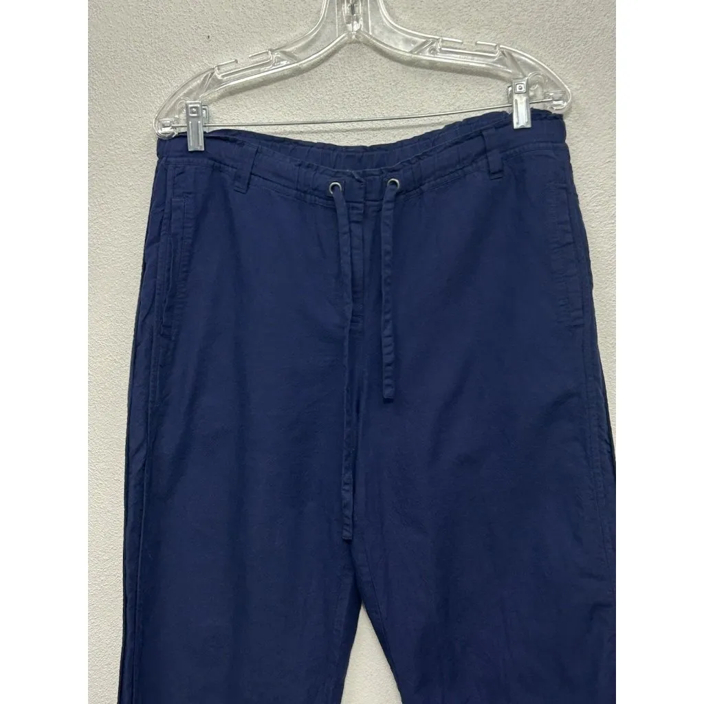 Eileen Fisher Organic Cotton Capri Pants Medium Navy Pull On Wide Leg Casual - Image 3