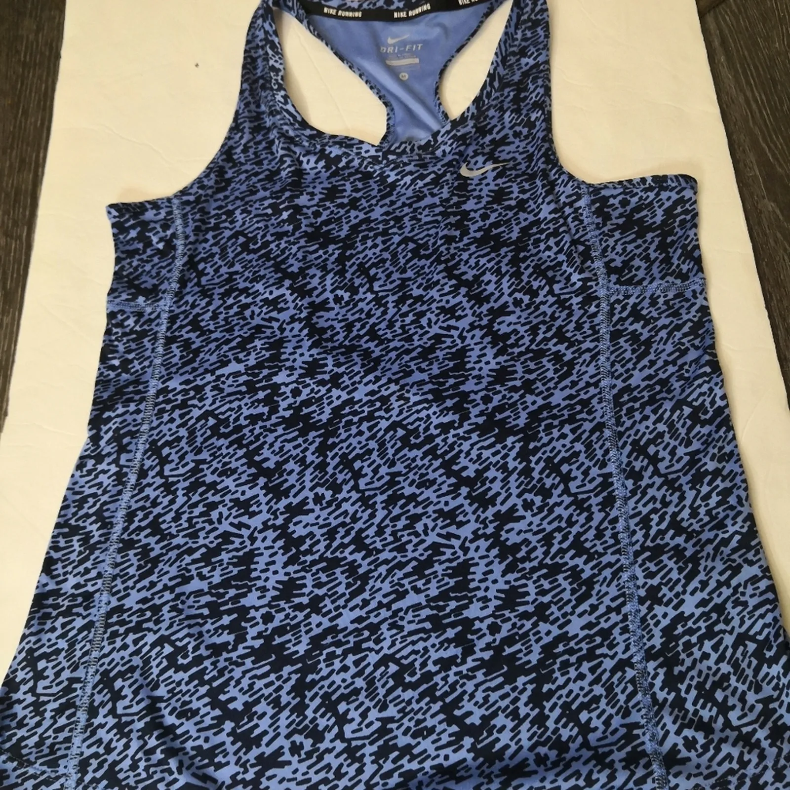 Nike Dri-Fit Black/Blue Muscle Racerback Tank M Activewear Athleisure Sportswear - Image 5