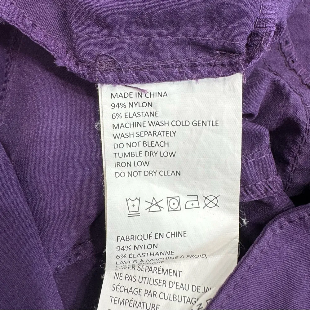 Prana Dark Purple Bermuda Pedal Pusher Pull On Shorts Drawstring Waist Pockets - Image 6