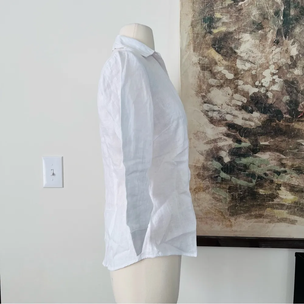 Richard Malcolm Irish Linen Shirt Size Small White - Image 5