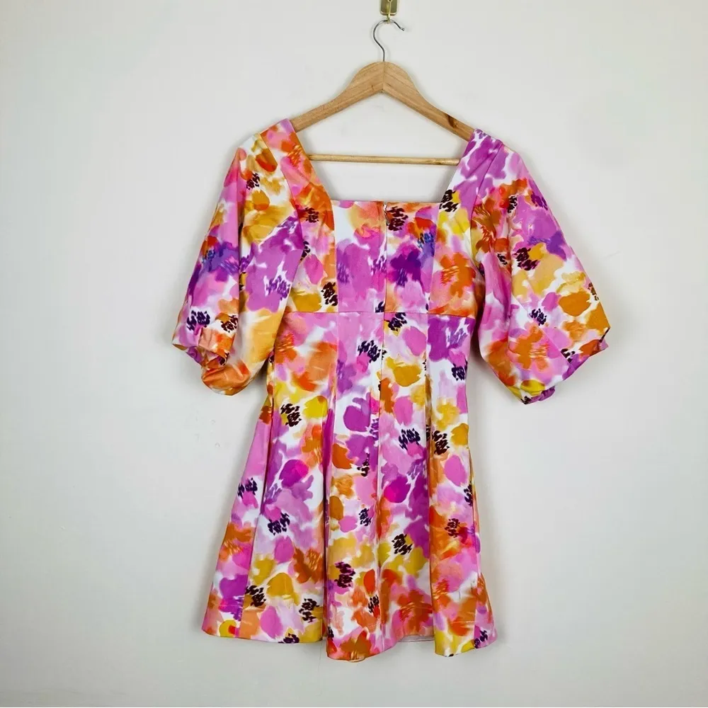 Nicolas “Lydia” Bassett print floral mini dress in purple, yellow, pink. Size 4 Purple - Image 10