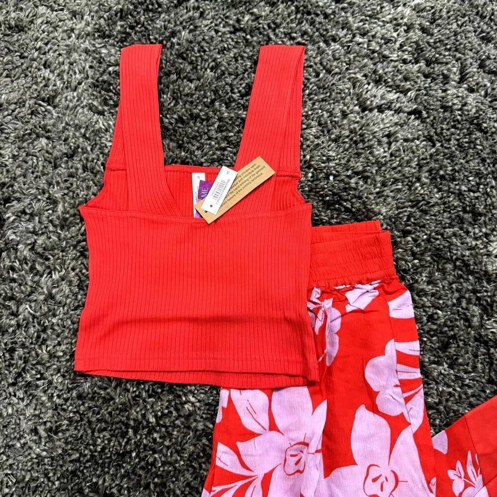 Adore Me  Evi Tank and Pants Set in Red, Size S​​​ - Image 2