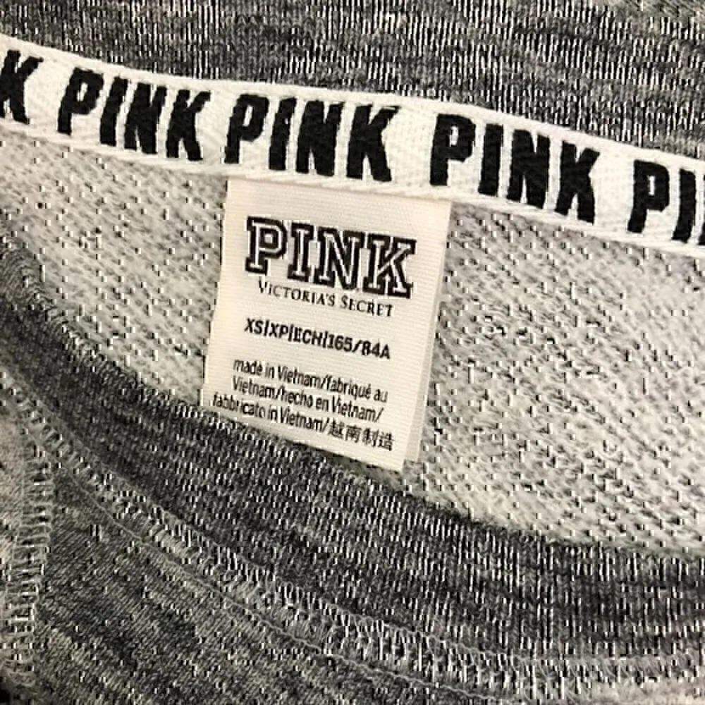 PINK VS VICTORIA'S SECRET Campus Crew Sweatshirt Gray Marled Paint Splatter XS - Image 6