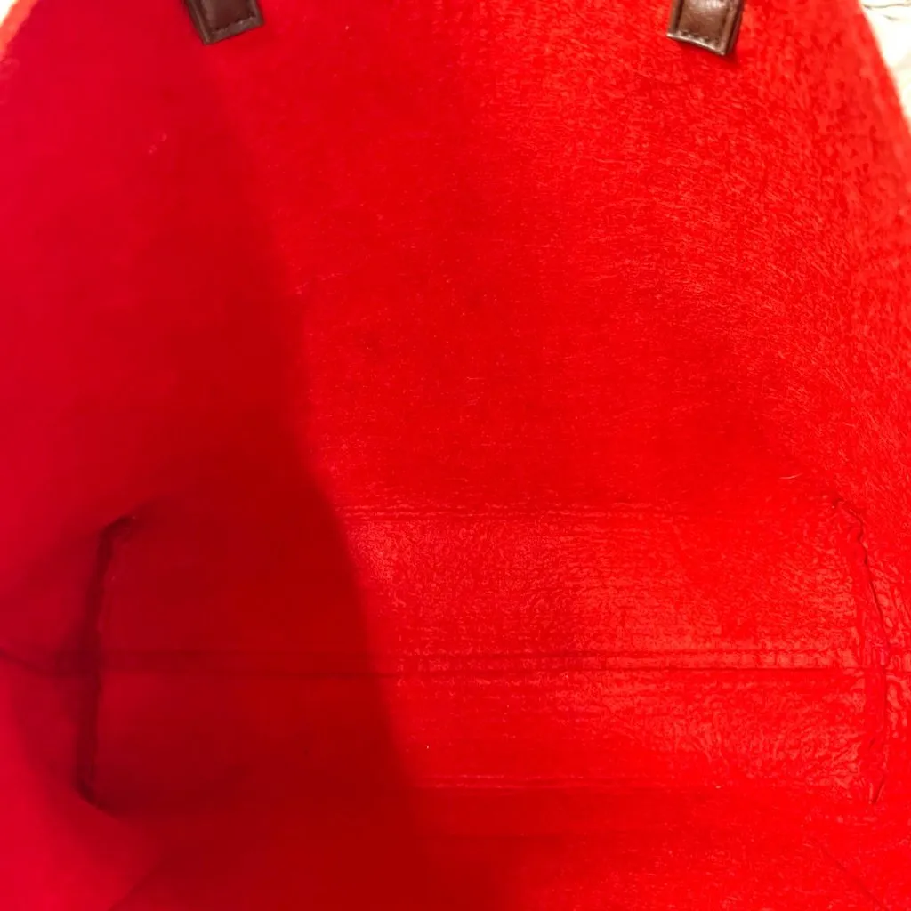 Red Felted Tote Bag Shopping New Use As Gift Bag Faux Leather Straps Pocket - Image 7