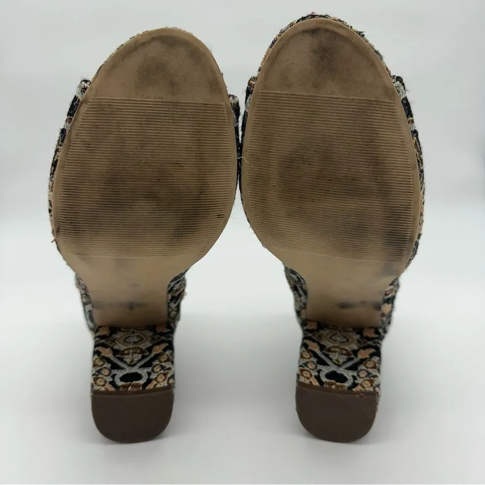 Candies Peep Toe Block Heel Booties Tapestry Vintage Print Women’s 8 - Image 8