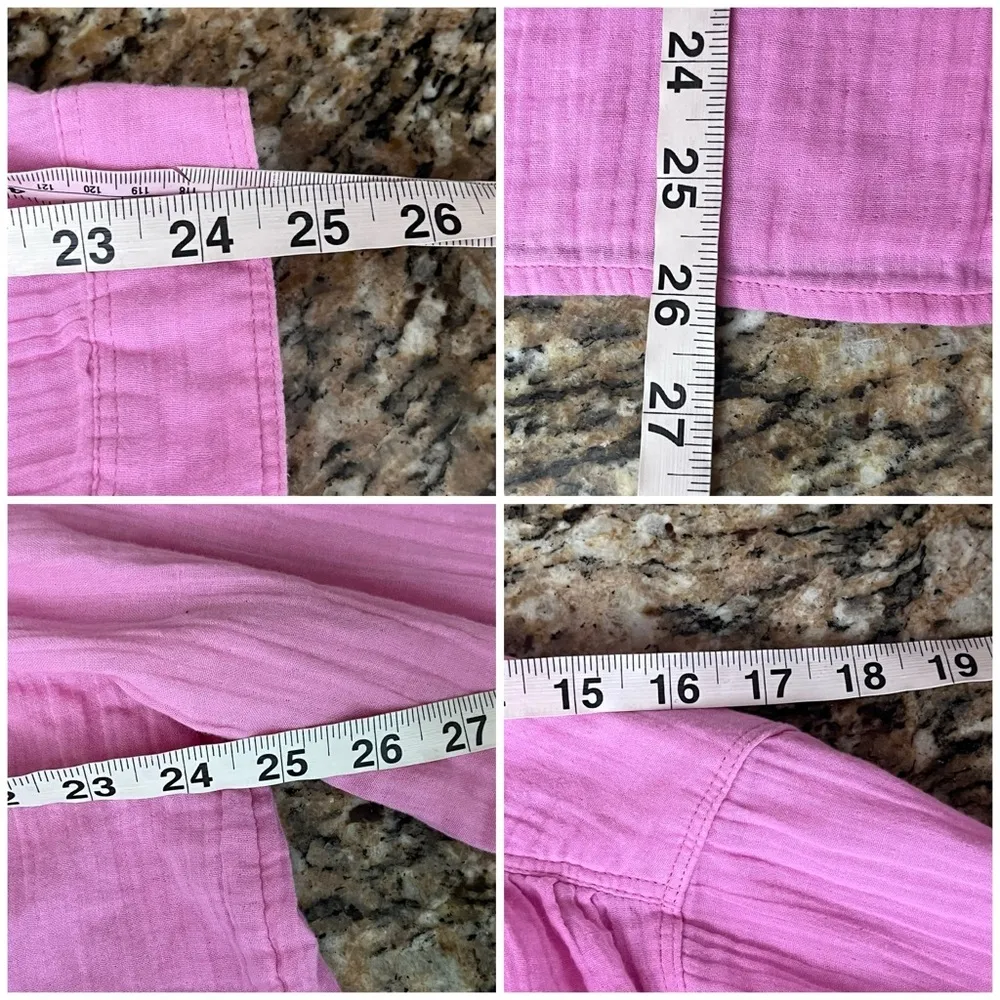 St. John’s Bay Pink Linen Blend Tunic Blouse XXL Slub Knit Peasant Boho - Image 6
