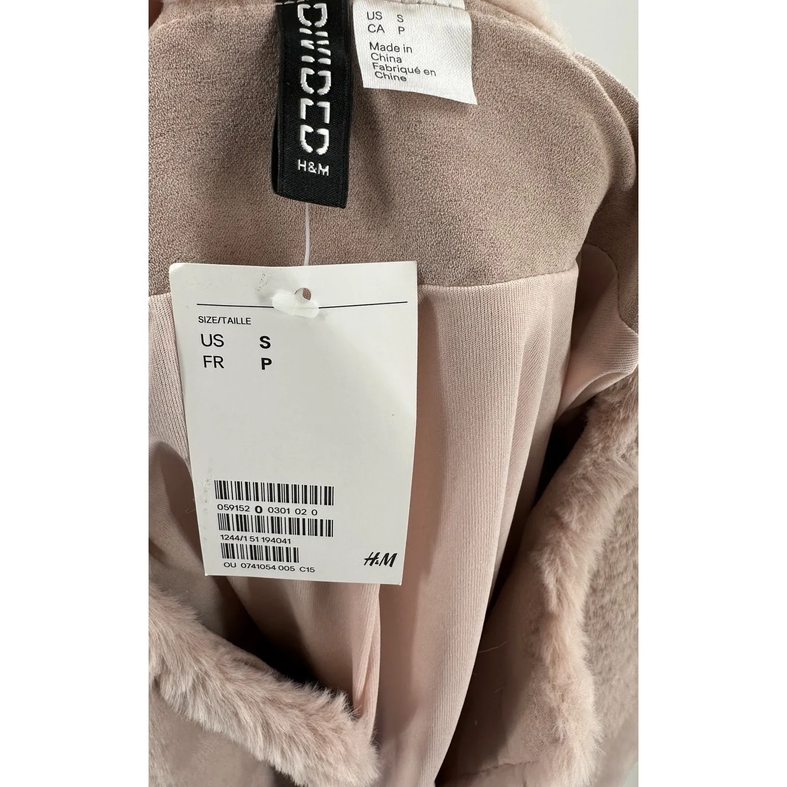 NWT H&M Divided Pink Faux Fur Jacket Women’s Small S Plush Soft Winter Coat Boho - Image 5