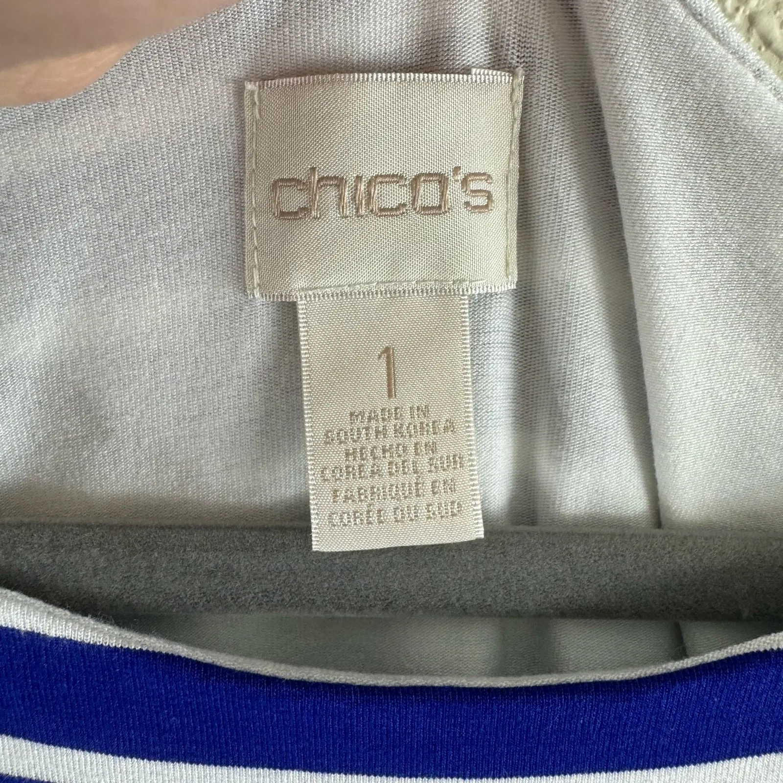 Chico's Striped Jersey Knit Layered Sleeveless Summer Casual Dress Size 1 (M) - Image 6