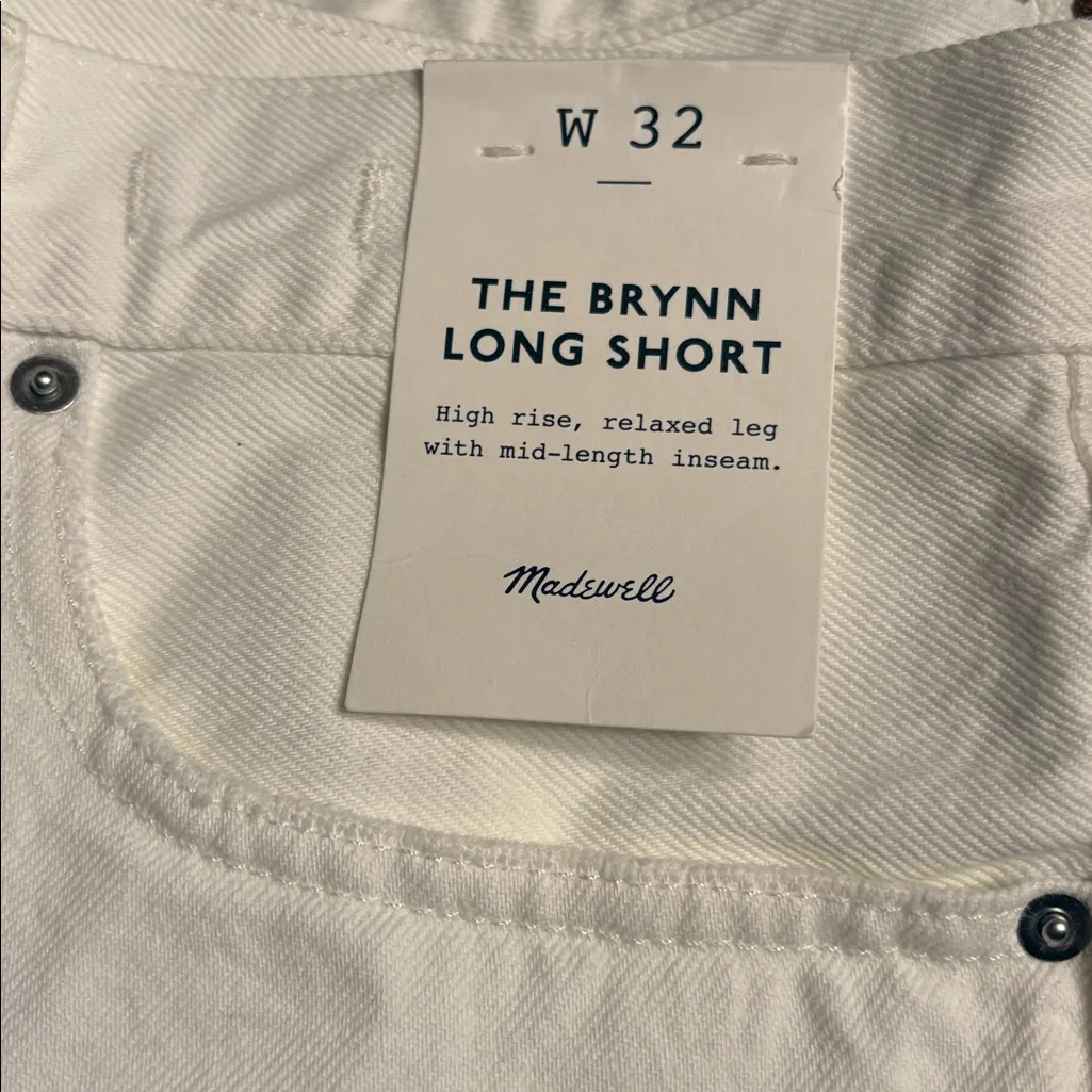 Madewell women’s The Brynn Long Short high rise relaxed leg white Size 32 NWT - Image 8
