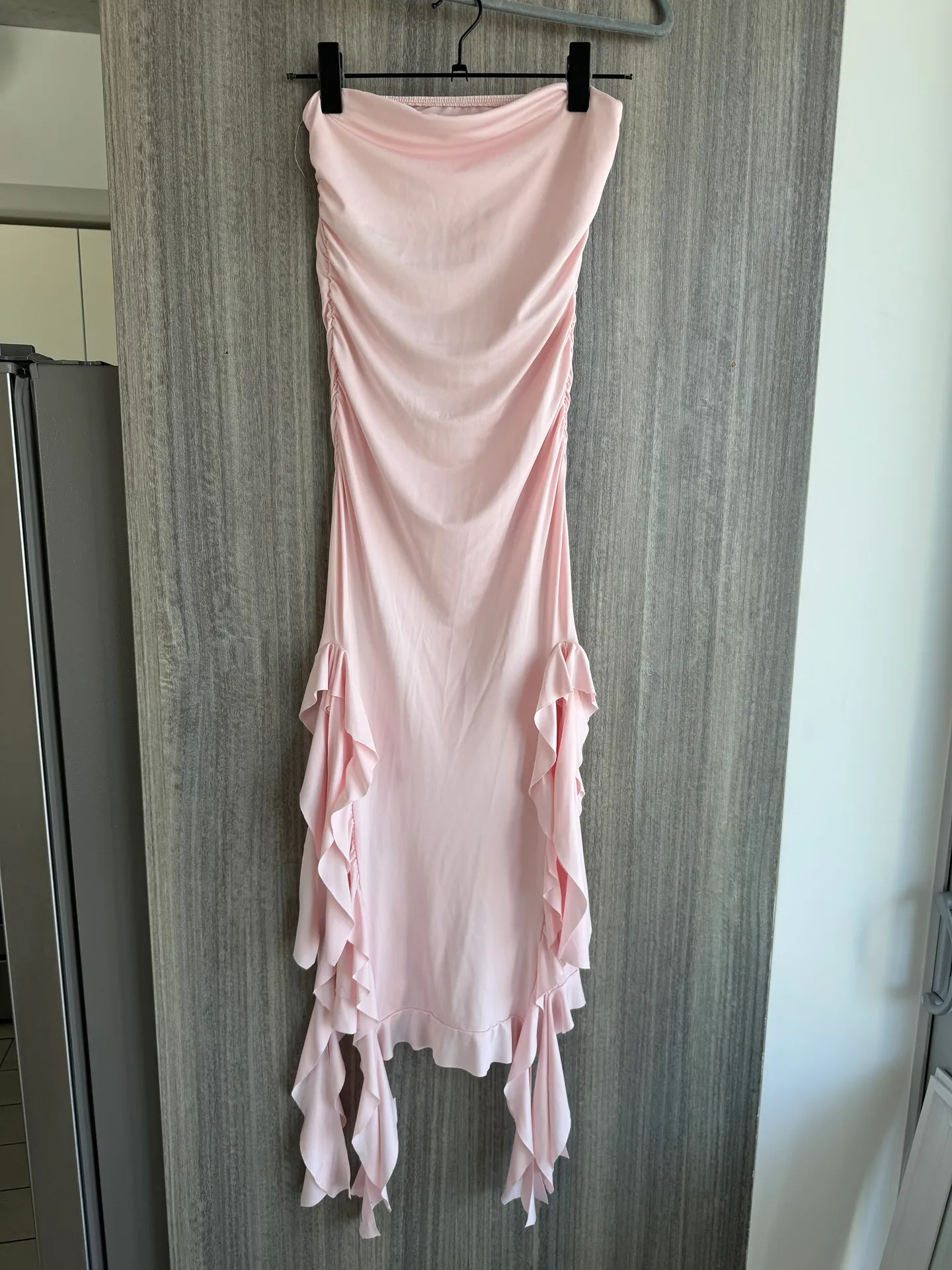 Midi Baby Pink Ruffle Dress - Image 3