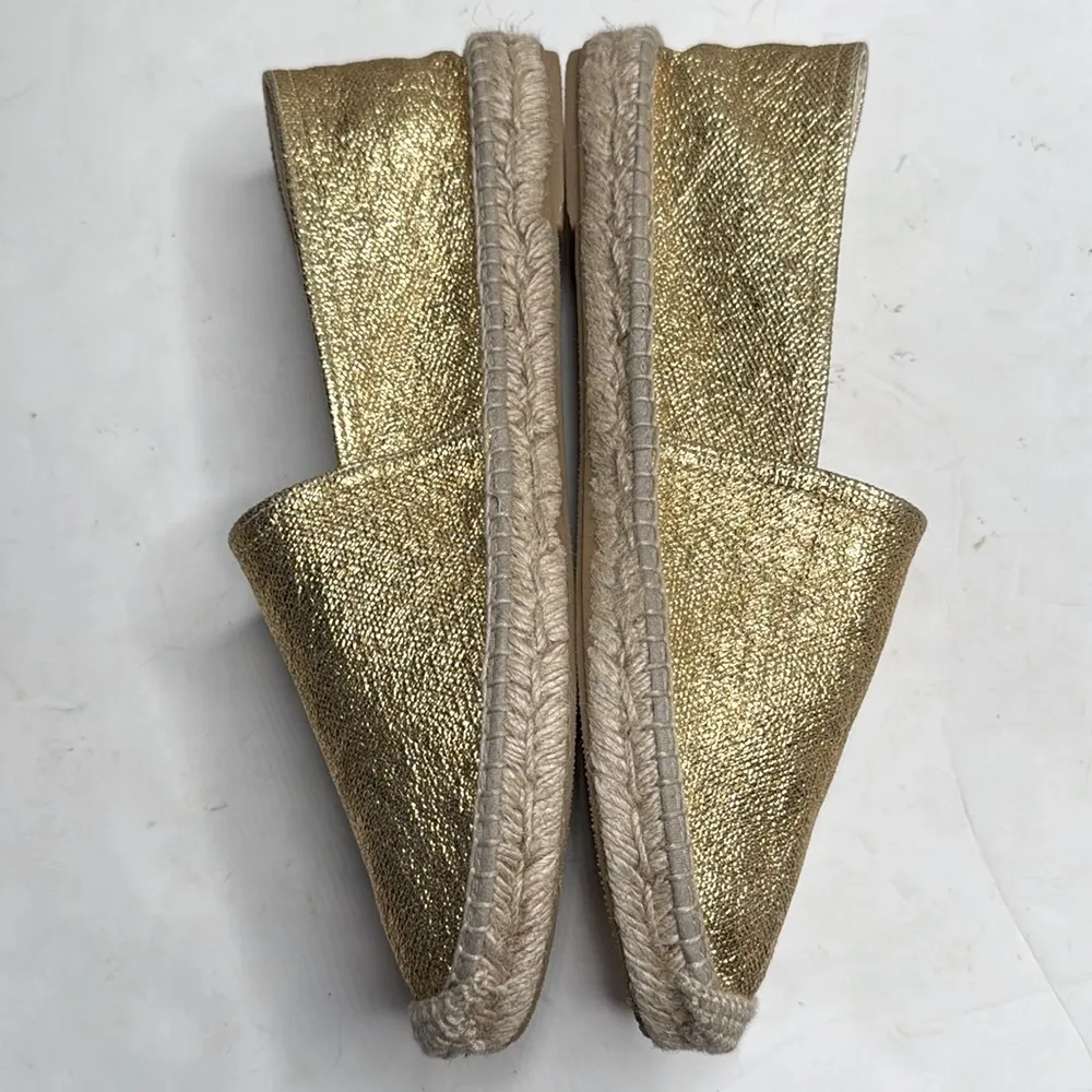 J. Crew Made-in-Spain espadrille Flats in Gold metallic canvas S-378 Sz 12 - Image 5