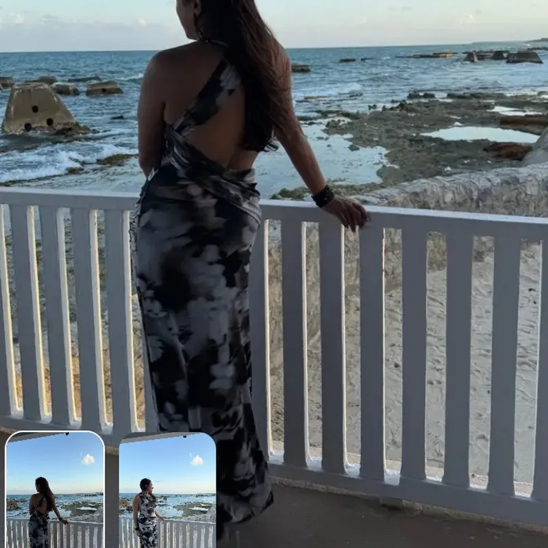 Bec & Bridge Gray Mesh Maxi Dress SIZE 4 Formal Gown Floral Ruched Designer $300 - Image 7