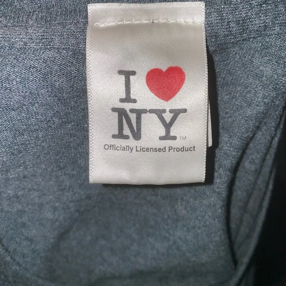I Love New York Cropped Short Sleeve Crewneck Graphic T-shirt Size Large Grey - Image 8