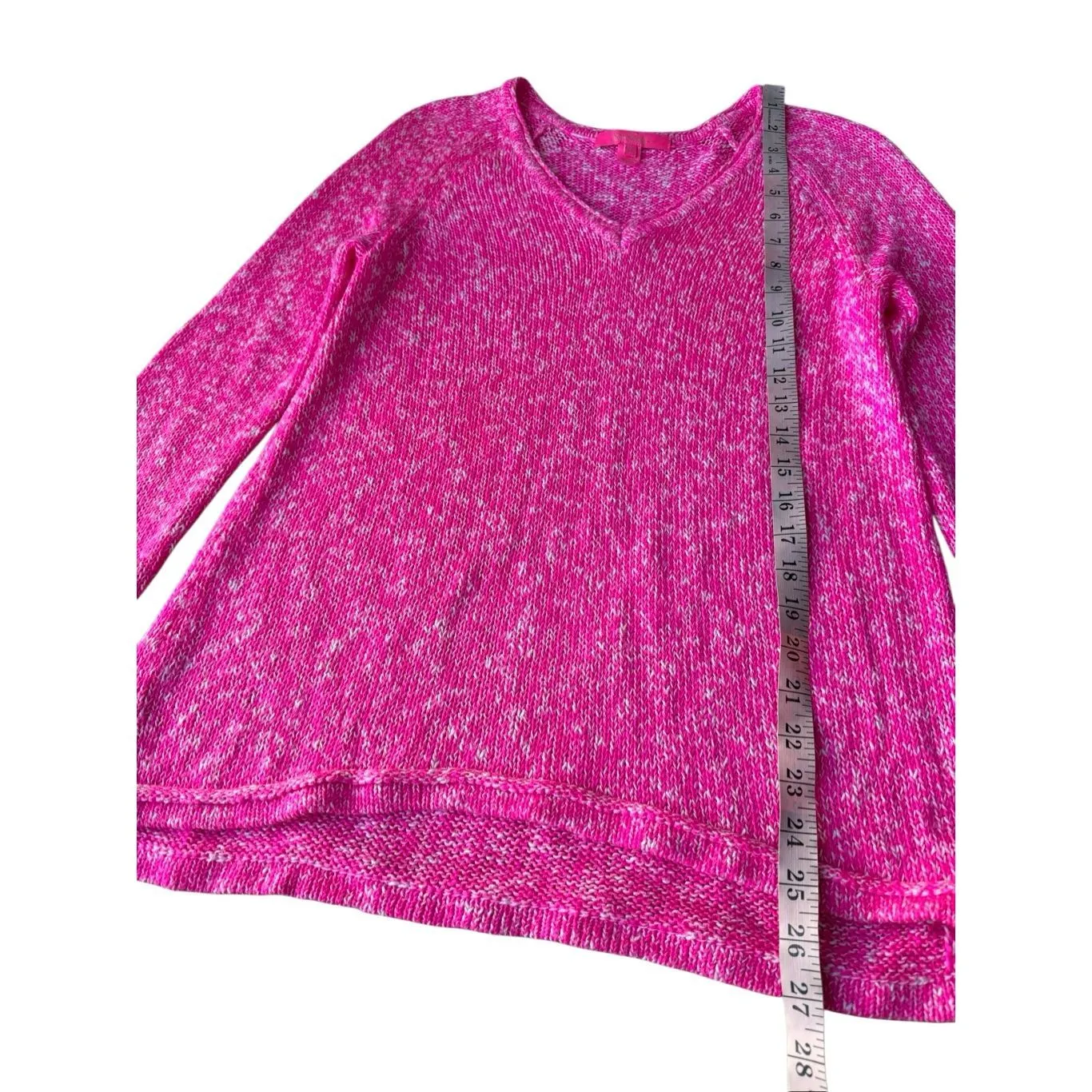 Lilly Pulitzer Mackay Slub V-neck Knit Sweater In The Color Raz Berry Size M - Image 9