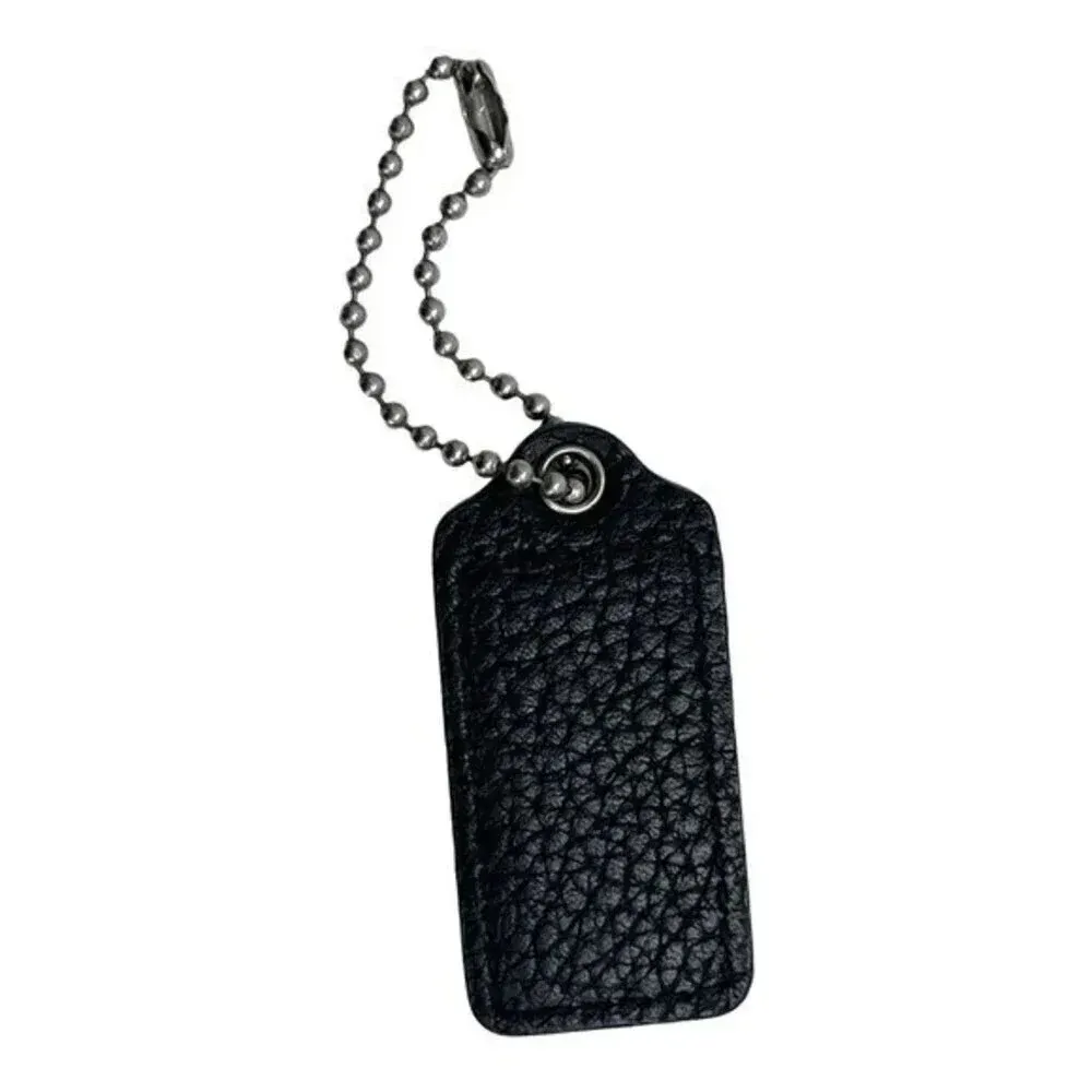 COACH Black Leather Replacement Keychain Mini Tag Fob On‎ Beaded Chain​​​ - Image 3