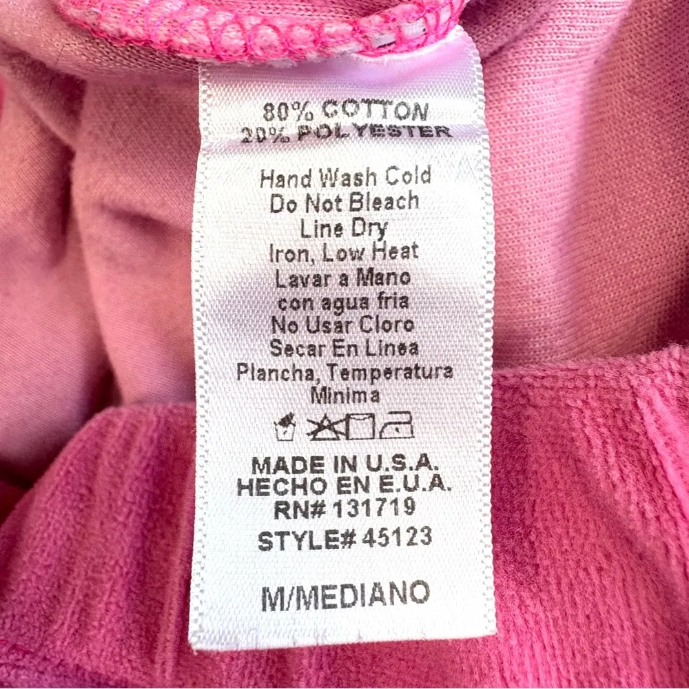 Lonely Ghost Y2K Pink Velour Rhinestone Wide Leg Tracksuit Pants Medium - Image 11