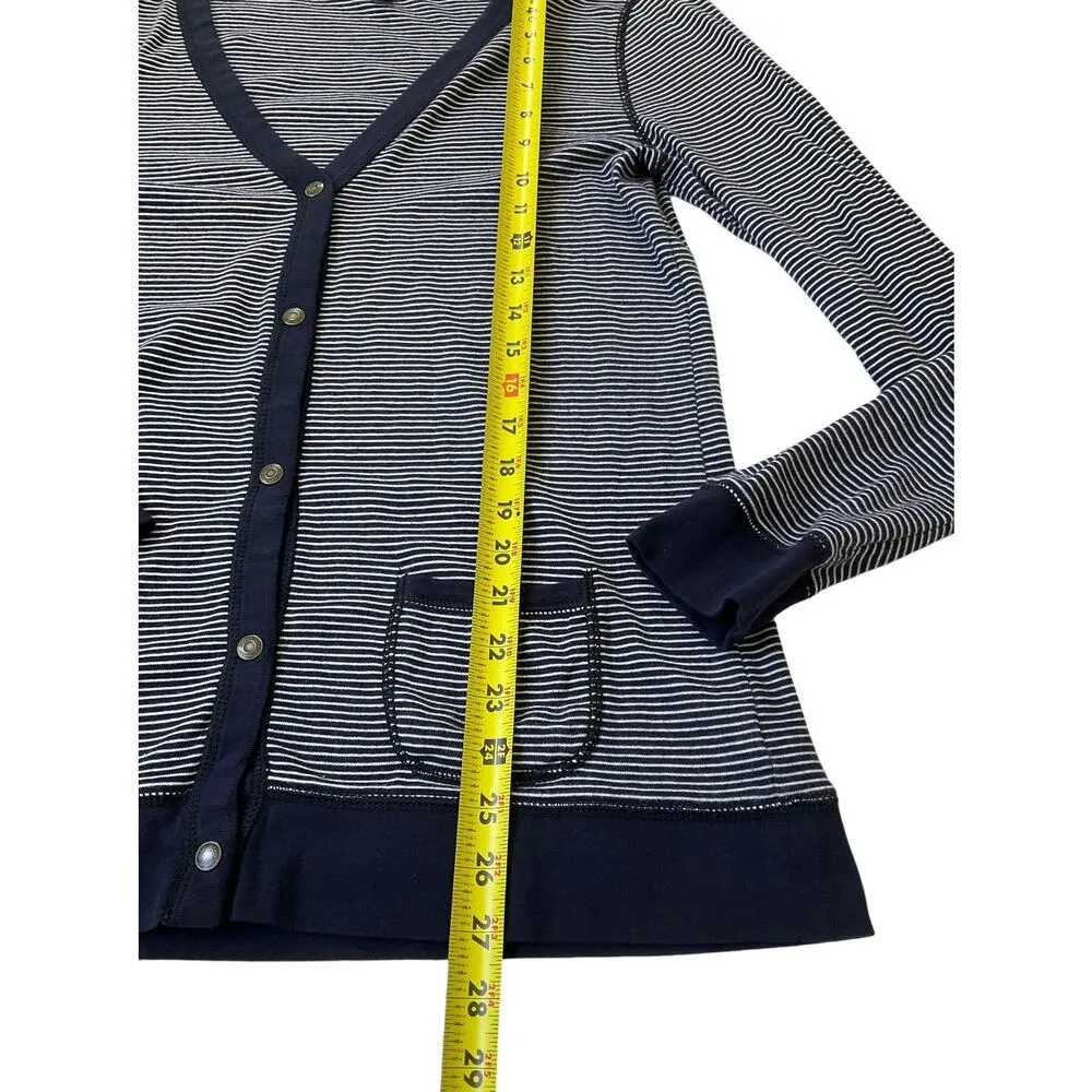 Lauren Jeans Co by Ralph Lauren Blue Striped Cardigan Women Size Medium | 40 - Image 4
