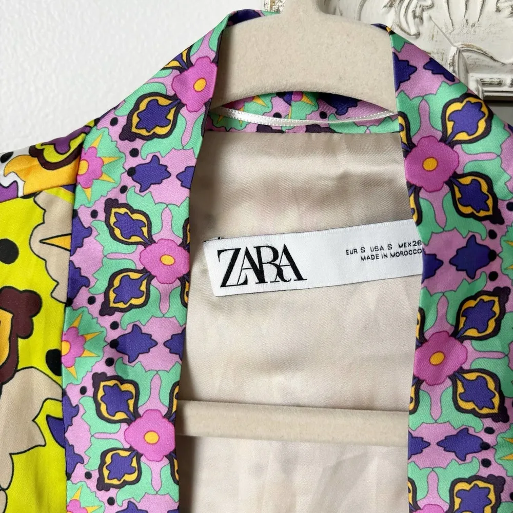 Zara Satin Effect Printed Belted Kimono Robe - Image 6