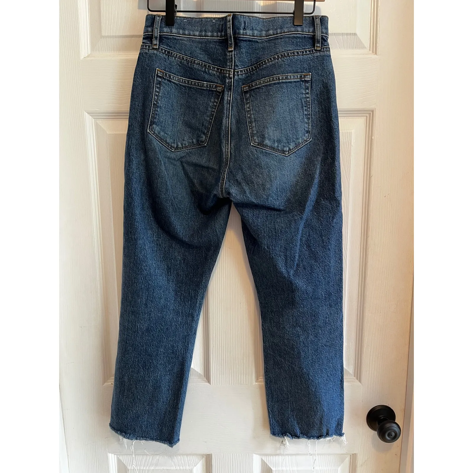 LOFT High Rise Cropped Jeans Distressed Raw Hem Denim Jeans Size 0 - Image 8