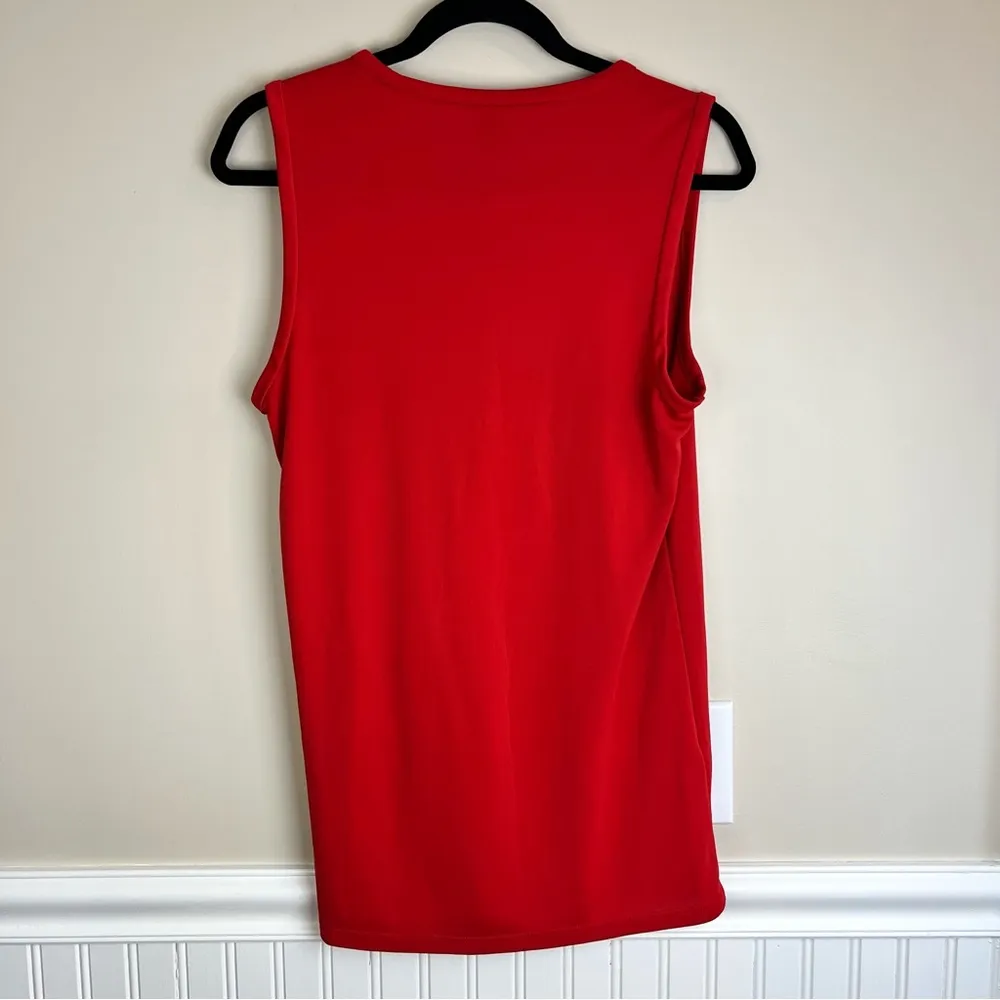 ANN TAYLOR Sleeveless Blouse Draped Front Top Red Flowy Size Large - Image 9