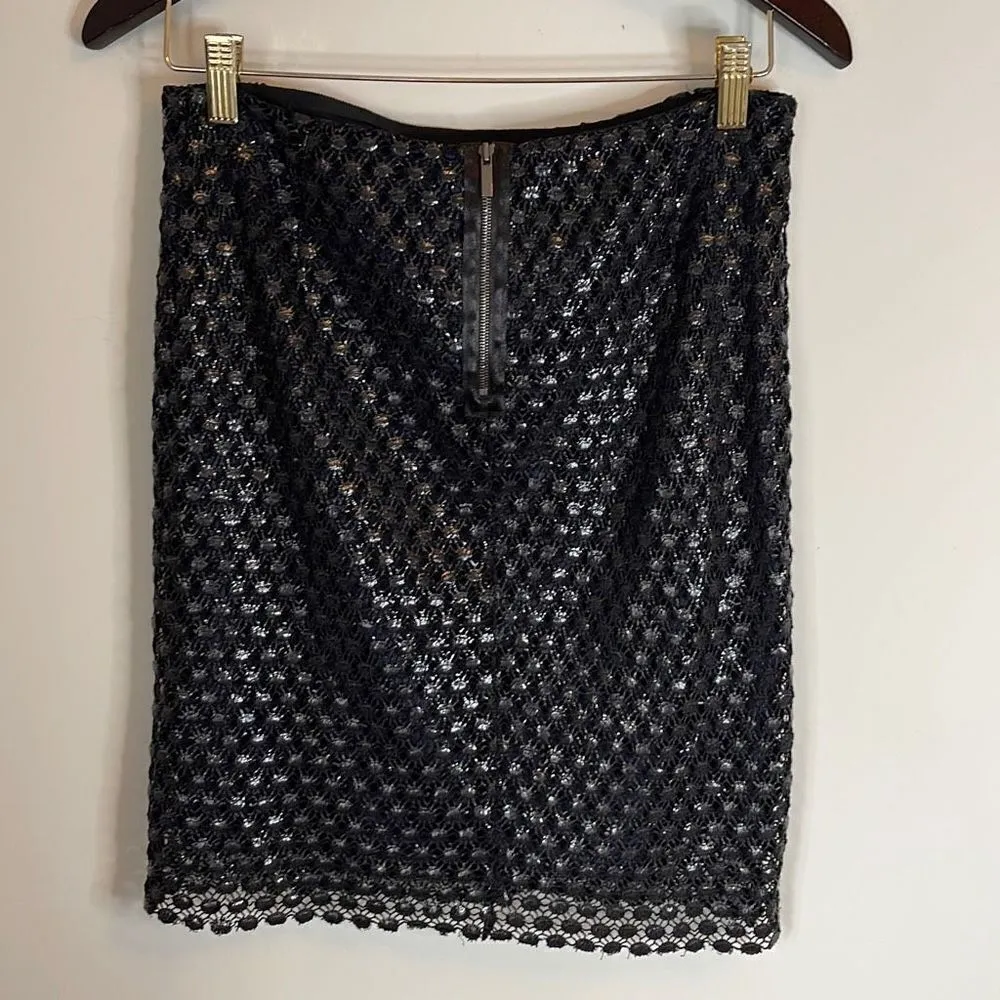 Ellie Tahari Women's Black Intricate Perforated Outer Mini Pencil‎ Skirt Size 4 - Image 5