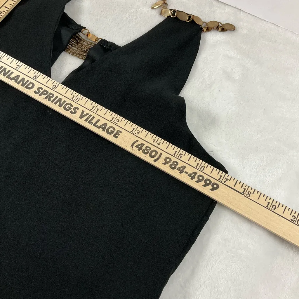 bebe vintage Tank Top‎ black brass chain detailing club new years flowy - Image 9