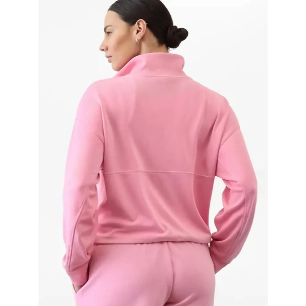 NEW Athleta M Seasoft Quarter Zip Raphanus Pink Medium Pullover - Image 2