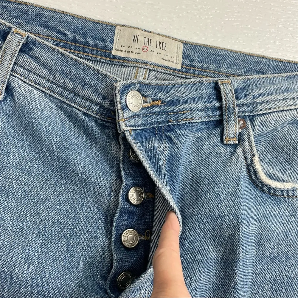 We the Free People Maggie Straight Leg Distressed Denim Women’s Sz 27 Blue Jeans - Image 6