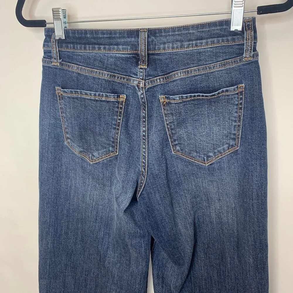 a.n.a. Blue Wide Leg Cropped Jeans Sz 2 Button Fly - Image 6
