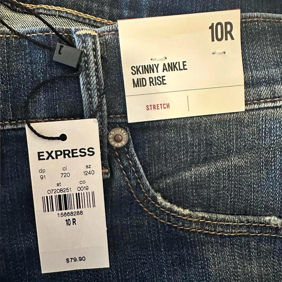 Express Distressed Ankle Jeans in Dark Blue - Image 3