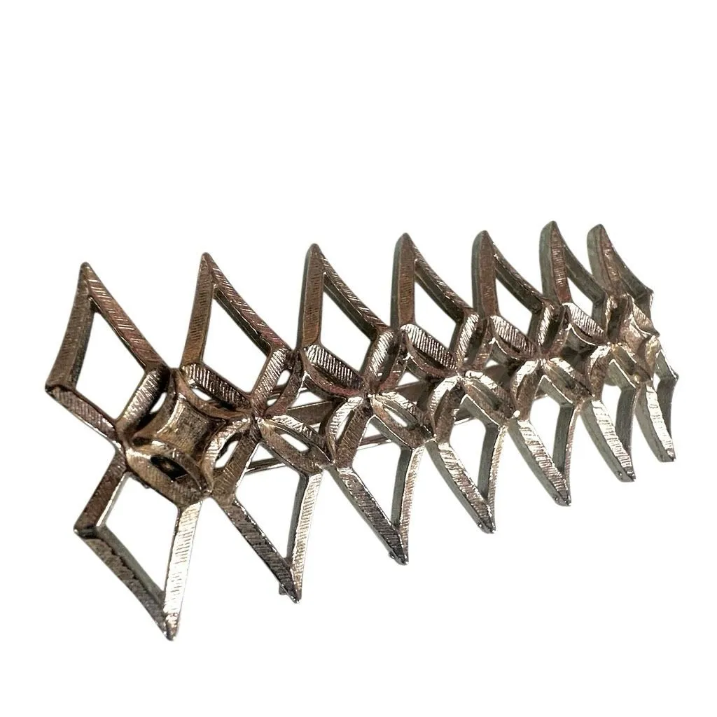 Vintage Expandable Metal Barrette – Geometric Silver - Image 4