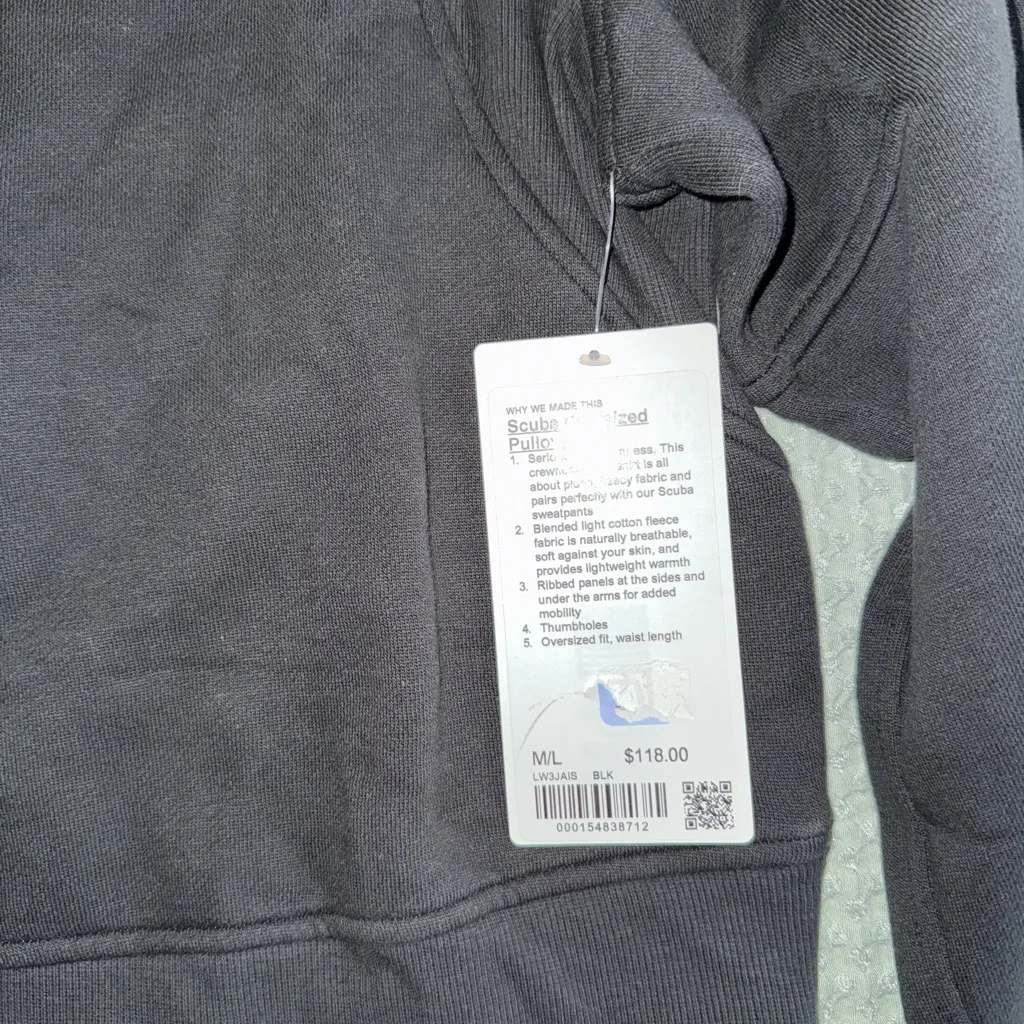 Lululemon Athletic Scuba Oversized Pullover Woodmark Black NWT Sz M/L - Image 2