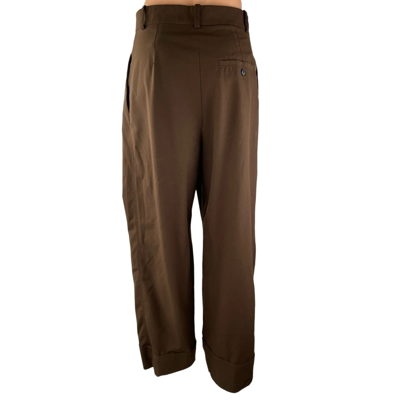 Zara Brown High Rise Pleated Barrel Baggy Wide Leg Trousers Dress Pants Size XS - Image 2