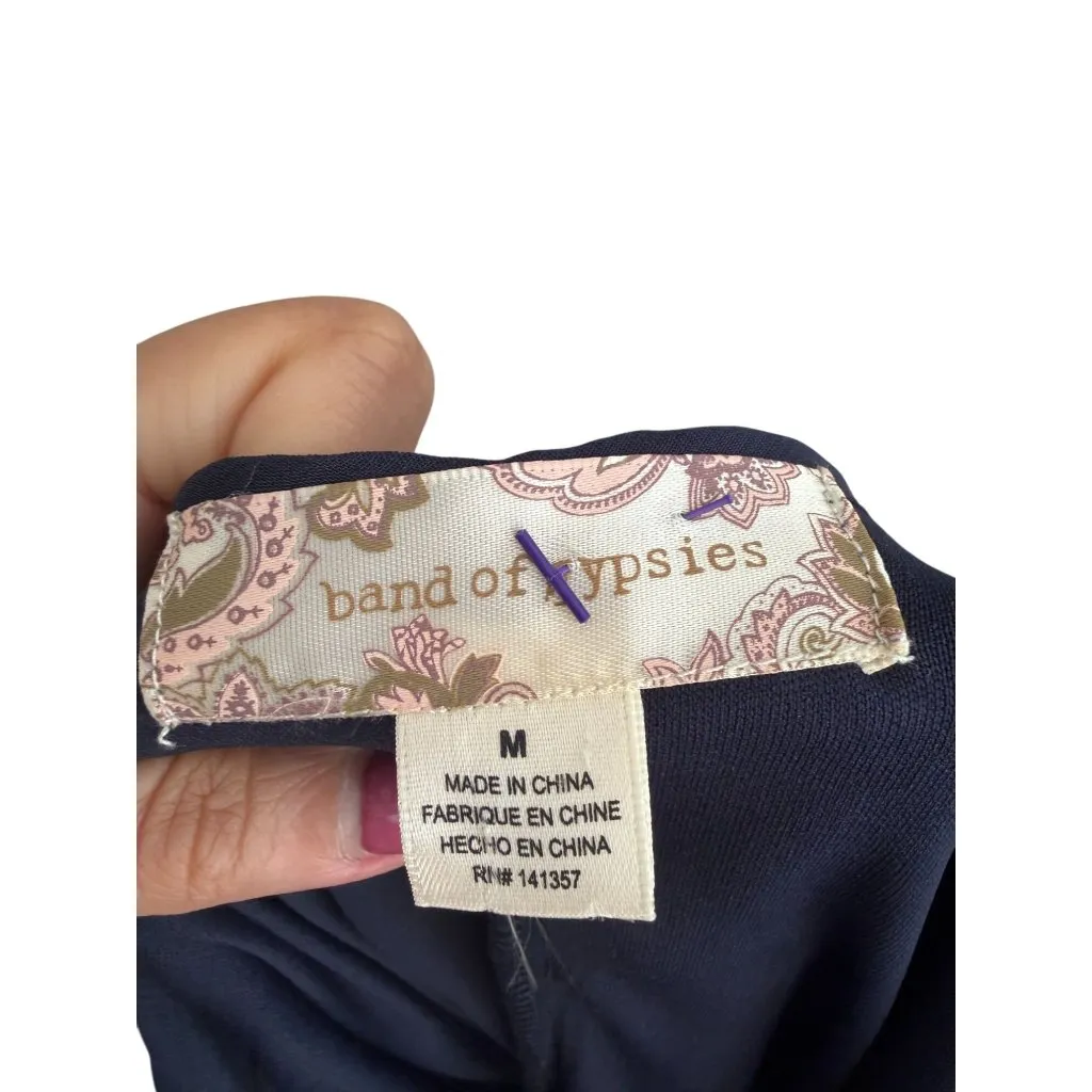 BAND OF GYPSIES Blue Floral Velvet Swing Dress Size Medium - Image 6