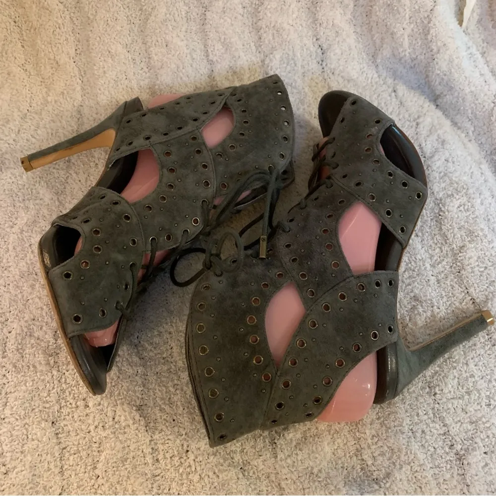 Joie Aeron Lace Up Heel Sandal Women's Size 37.5 7.5 Gladiator Ash Green Shoes - Image 7