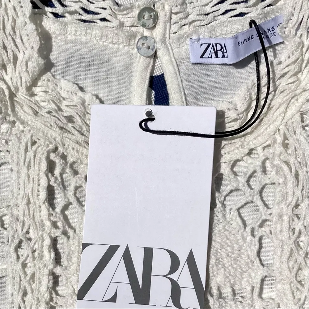 NWT Zara Combination Top Lace Contrast Linen - Image 9