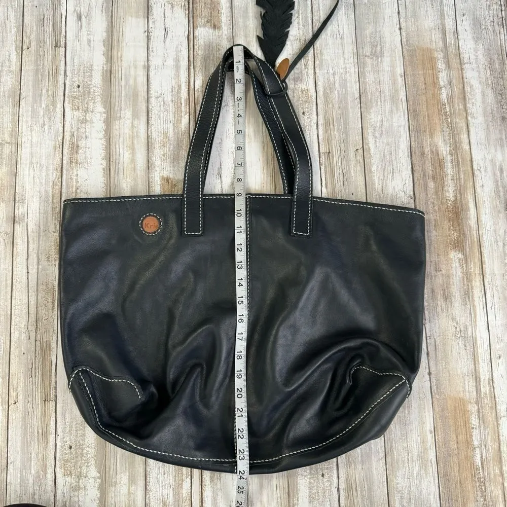 KRIS Designs Handmade Large Navy Leather Tote India - Image 14